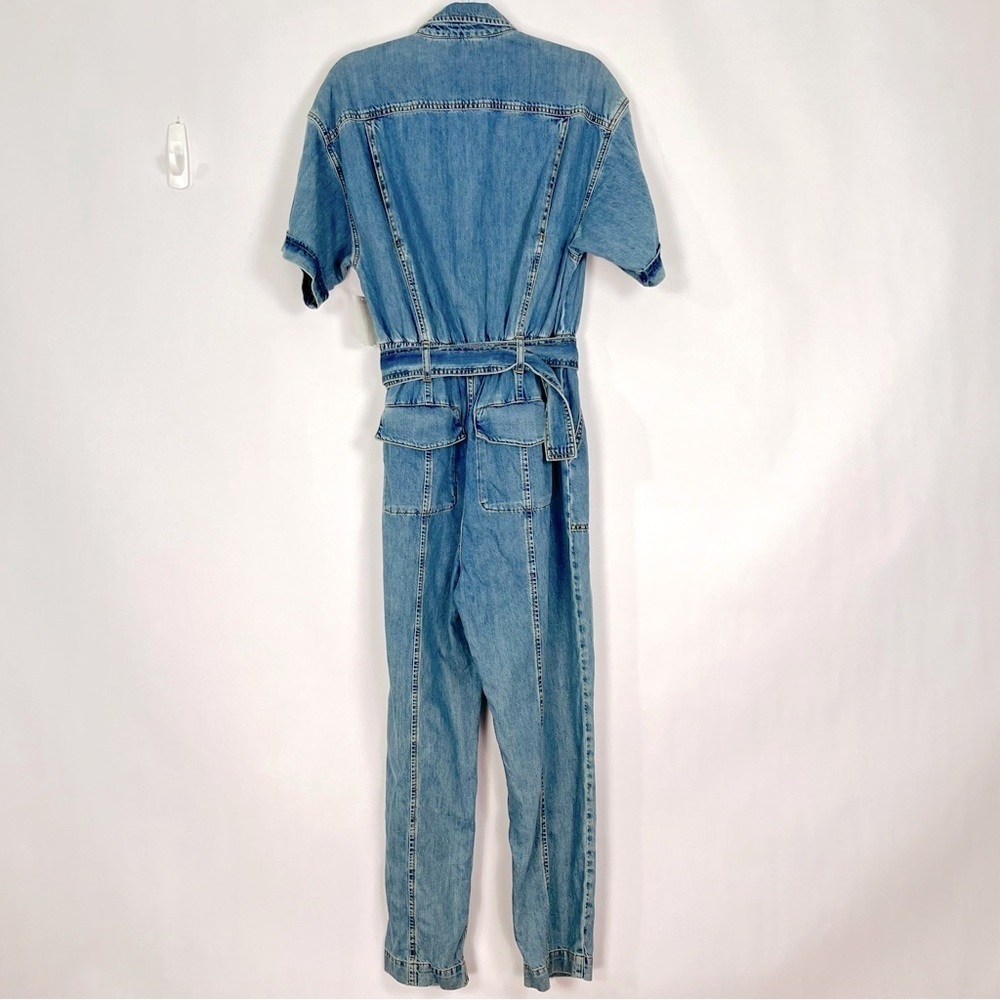 Frame Arie Denim Jumpsuit Short Sleeve Belted Size Medium NWT - Picture 3 of 8